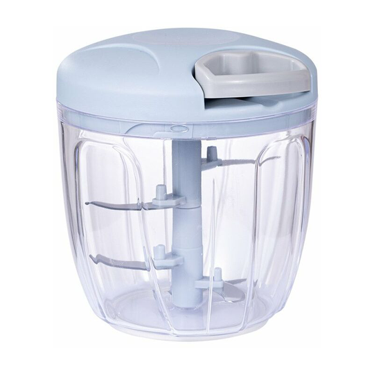 Manual Onion Cutter - Manual Garlic Chopper with Cord - Stainless Steel - 5 Blades - Multifunction Chopper for Nuts, Vegetables, Herbs, Garlic,