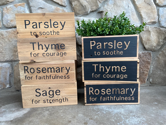 Garden Boxes Wood Herb Planters Parsley Sage Rosemary Thyme Kitchen Garden Decor Gardeners Gift Container