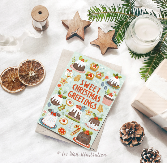 Sweet Christmas Greetings Postcard. Fun Cute Seasonal Card