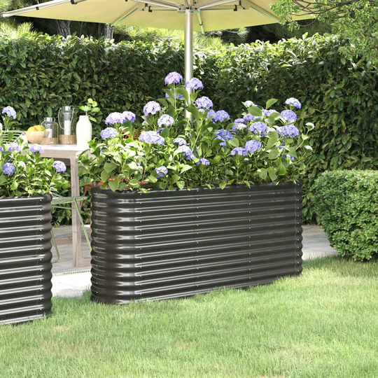 Asupermall - Garden Planter Powder-coated Steel 152x40x68 cm Anthracite