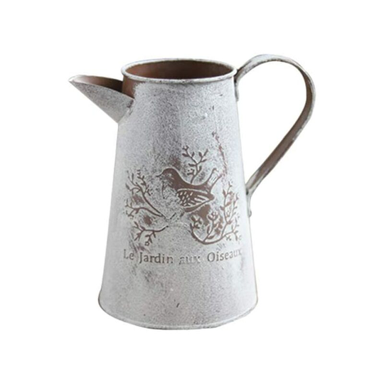 Watering Can Metal Flower Vase Pewter Bucket with Handle Vintage Decoration for Garden 17 x 11 x 7 cm
