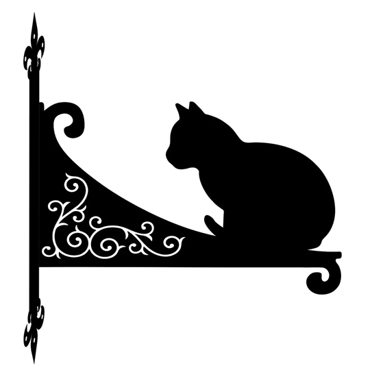 Cat Staring Ornamental Scroll Hanging Bracket