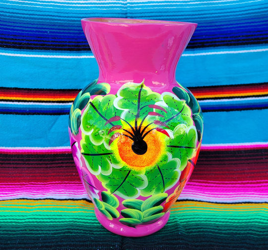 Mexican Floral Vase | Ceramic Pottery Handmade Decorative Flower Colorful Home Decor