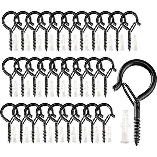 Betterlifegb - Screw Hooks Outdoor, Wall Mount Ceiling Hook, Safety Buckle Design, Used for Hanging Basket Planters, Wind Chimes, Key, String Lights,