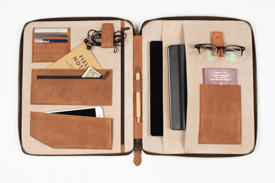 Leather Travel Wallet Organizer | xl Personalized A4-Size Ipad Pro Folio Passport Holder Document Organiser Portfolio Cover Real Genuine