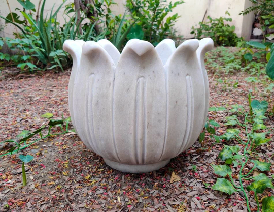 25 cm Deep Jumbo Size Marble Planter , Stone Bowl Vintage Pot Antique Home Decor