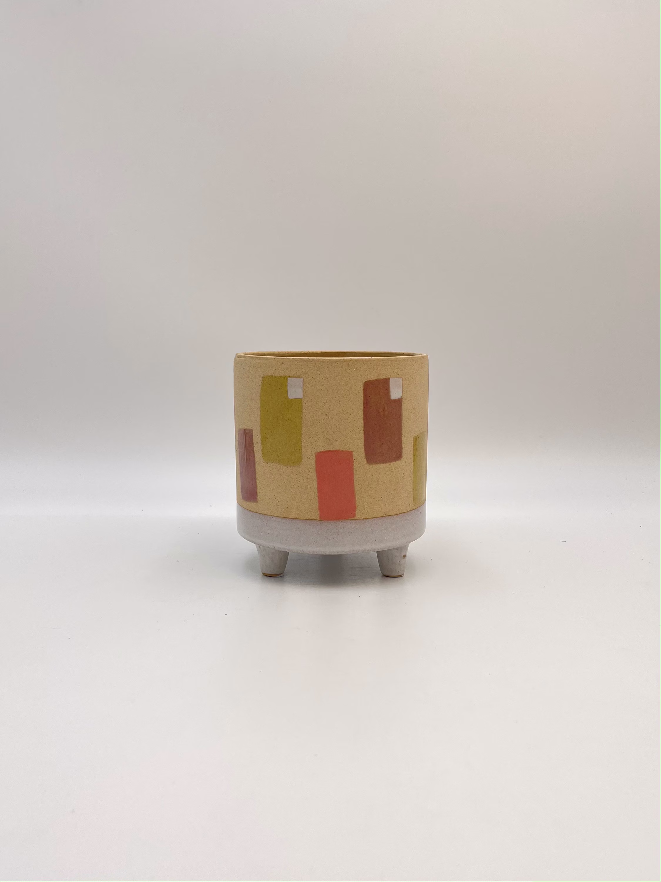Swift Indoor Handmade Plant Pot On Legs, Ceramic Plant Pot, D13cm, Housewarming Gift, Pink Pattern