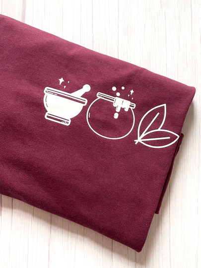 Pestle, Cauldron & Herb Cottagecore Witch Three Icon Pocket Print T-Shirt