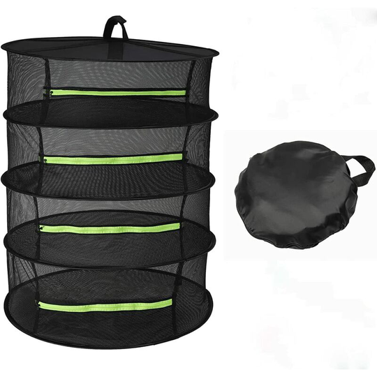 Herb Drying Rack Hanging Drying Rack Mesh for Plants Herb Dryer Collapsible Dry Net with Zipper for Seeds, Bud, Nuts, Hydroponic Plants (4 Layer)