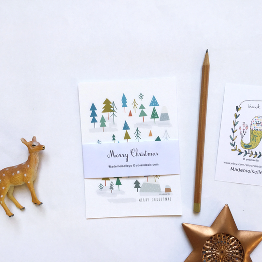 Merry Christmas Cards Set, Christmas Cards, Simple Cards