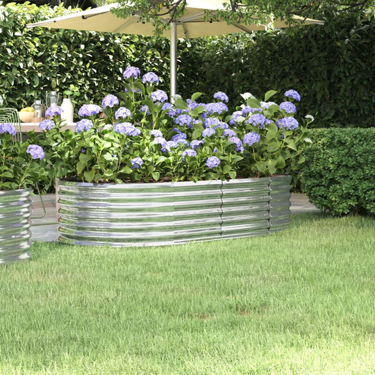 Asupermall - Garden Planter Powder-coated Steel 152x80x36 cm Silver