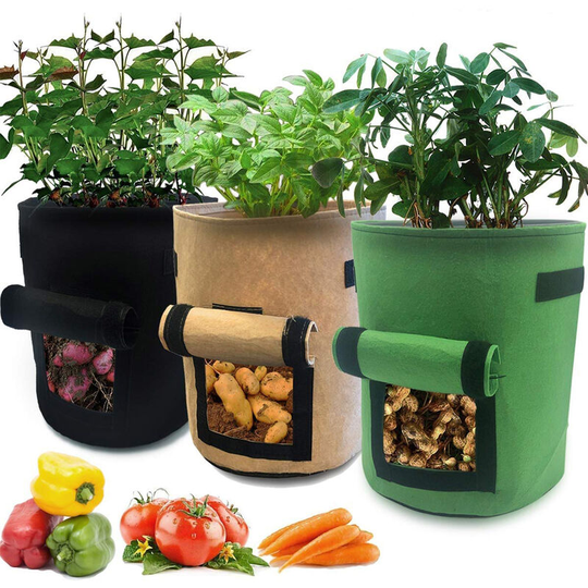 3 Pcs 4 Gallon Grow Bag Easy to Harvest Planter Pot with Flap and Handles Garden Planting Grow Bags for Potato Tomato and Other Vegetables Breathable