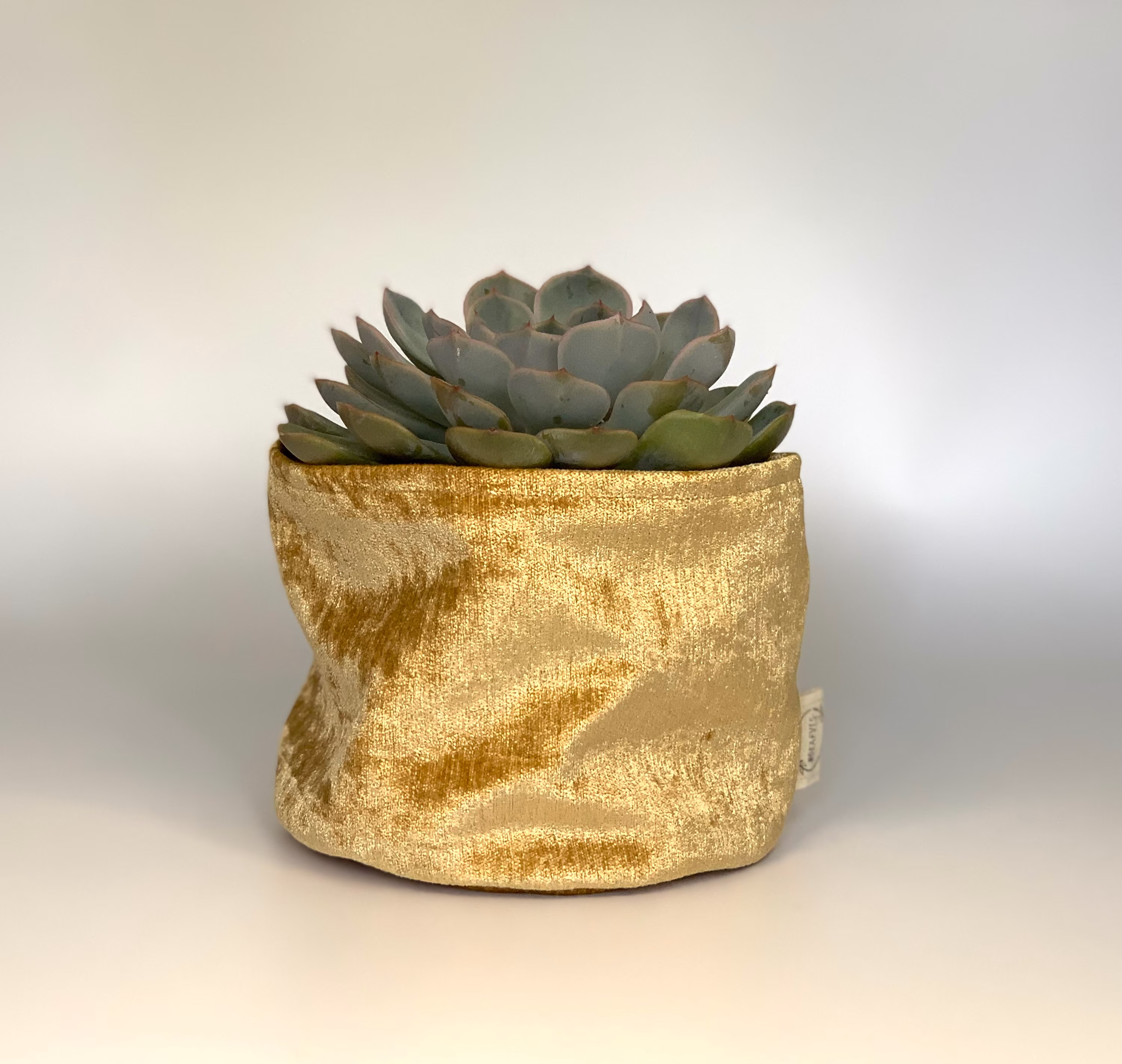 Eco Friendly Upcycled Gold Fabric Plant Pot Cover/Festive Home Dceor Christmas Table Decor