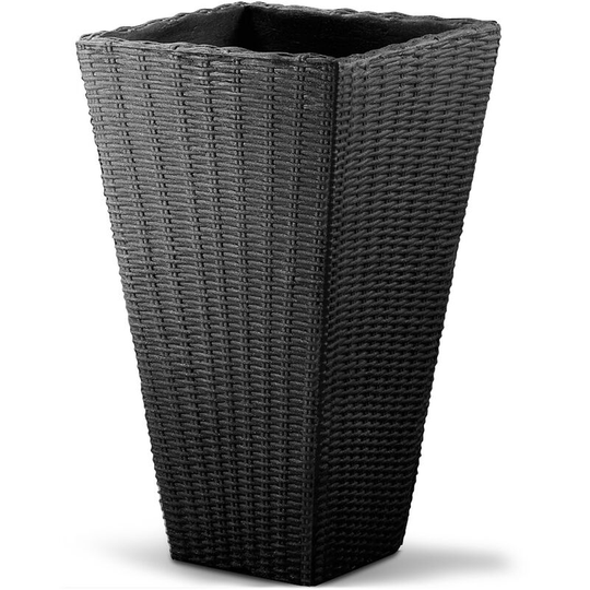Deuba - Plant Pot Large Wicker Planters Balcony Flowers Plants Box 70cm Grey Brown Pot Anthracite