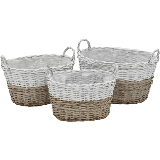 Topdeal - Planter 3 pcs Wicker with pe Lining VDTD12752