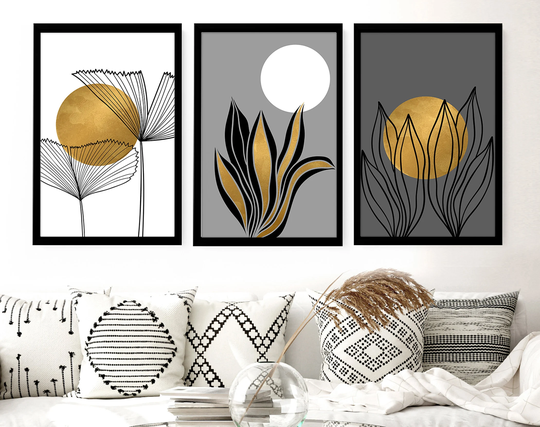 Home Decor Wall Art, Boho Botanical Set Of 3 Prints, Above The Bed Wall Art, Hangings Office Decor, Botanical Herb Print