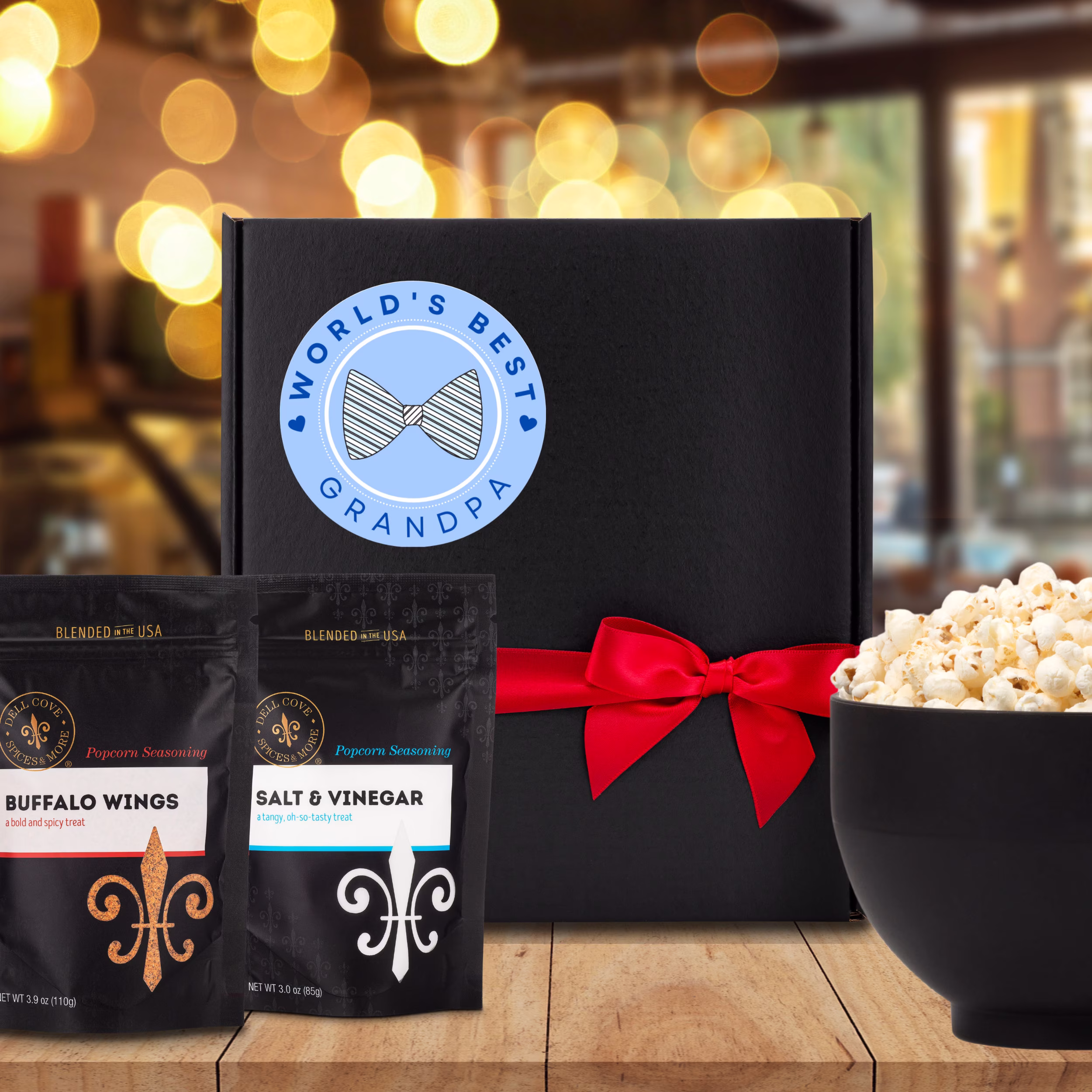 World's Best Grandpa - Popcorn Kernels & Seasoning Gift Box, Personalized Grandpa Gift, Gluten-Free Snacks, Christmas From Grandkids