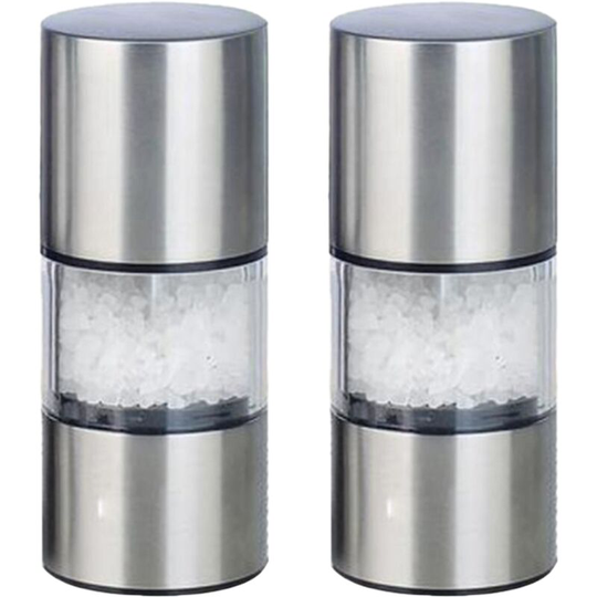 Stainless Steel Salt and Pepper Mills Set with Adjustable Ceramic Grinder Spice Mills Set Manual