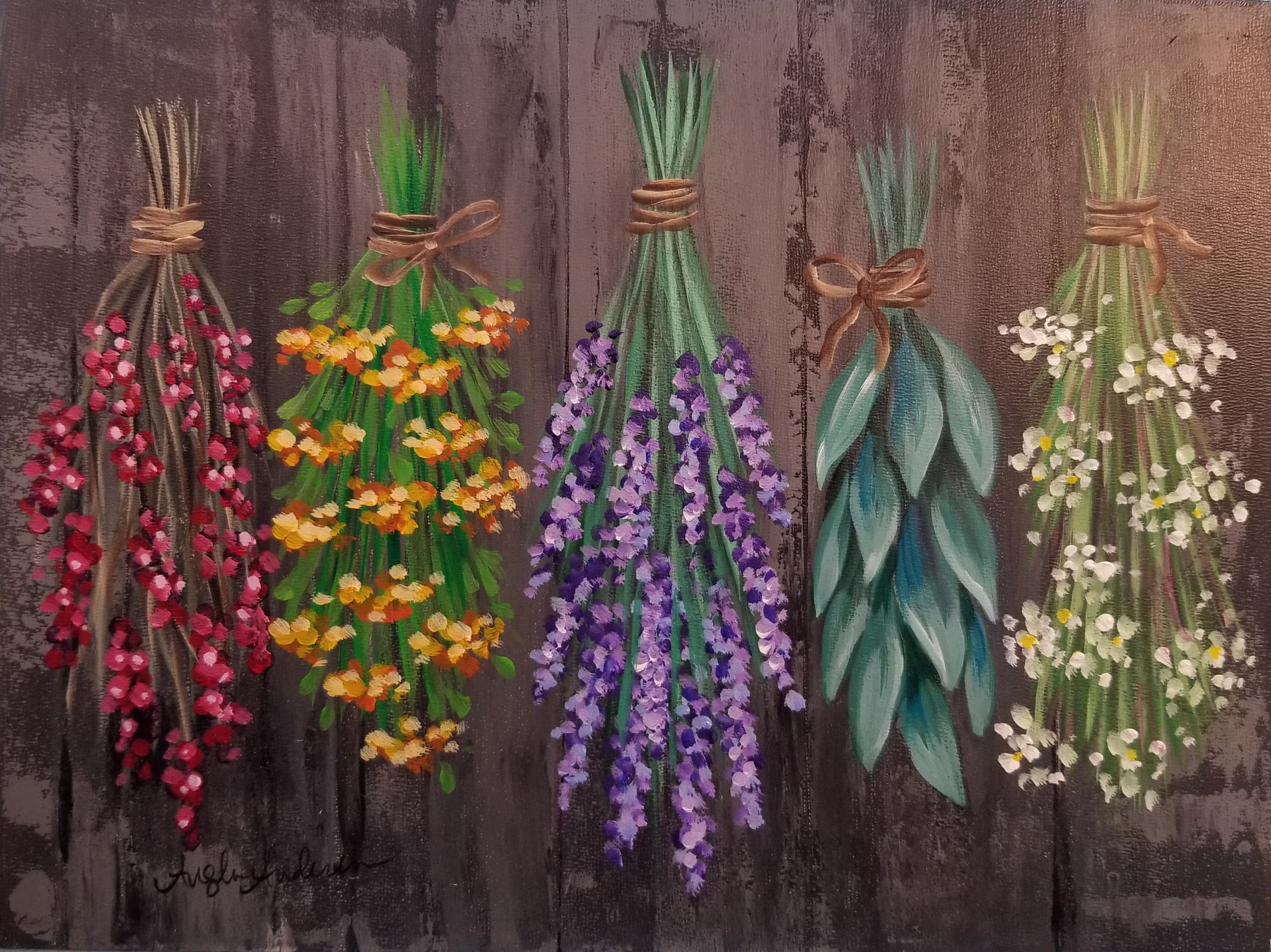 Flowers & Herbs - Original Acrylic Painting