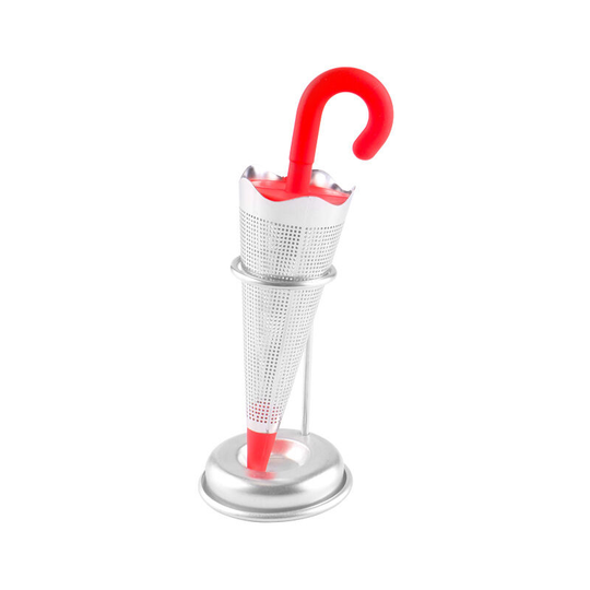 Silicone Tea Infuser, Large Blue Umbrella Creative Loose Leaf Tea Infuser Filters Made of Food Grade Silicone with Fine Mesh for Larger Cups,red