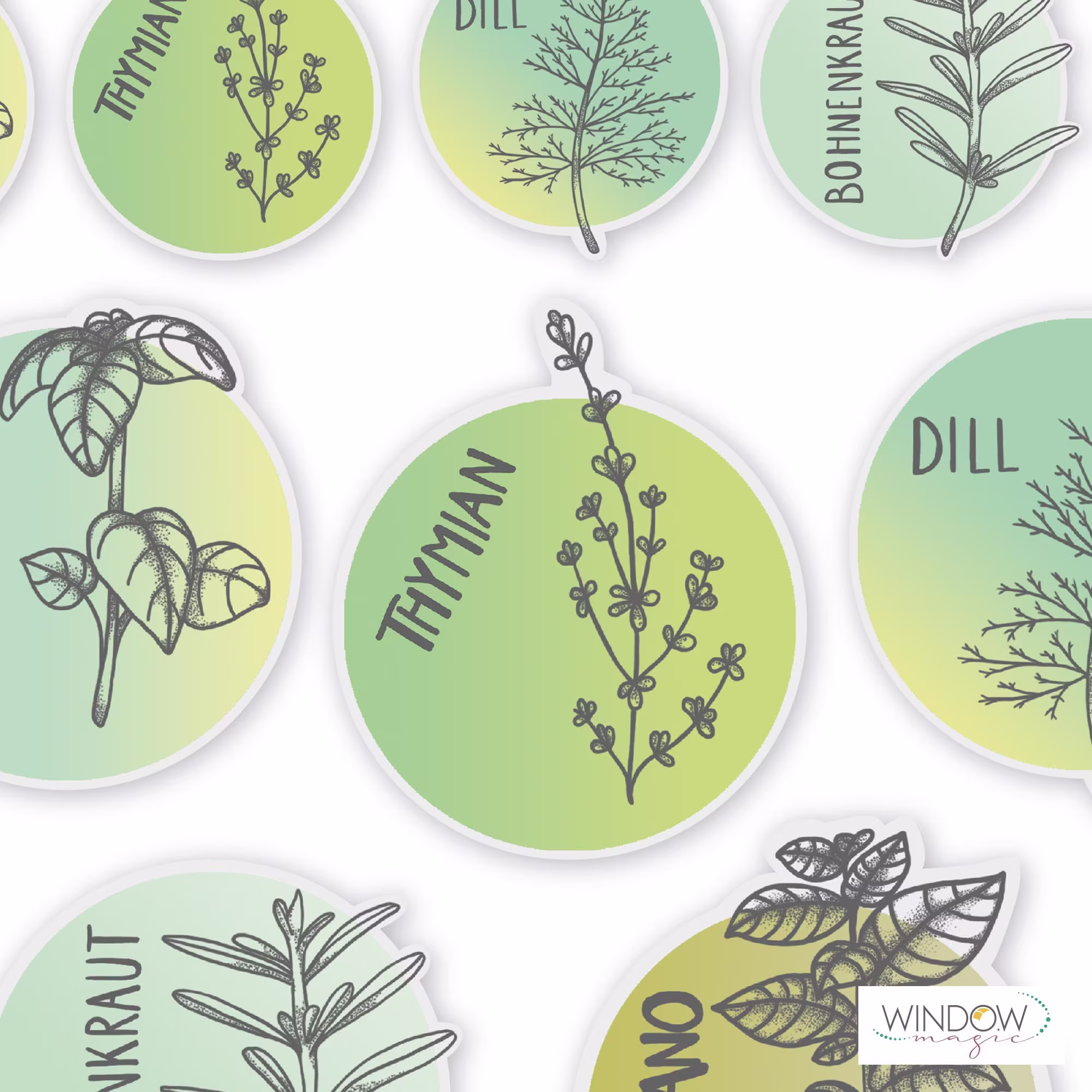 Kitchen Organization, Dried Herbs, Storage Jars, Stickers, Lable, Reusable Herbs Organizing Glass Clings
