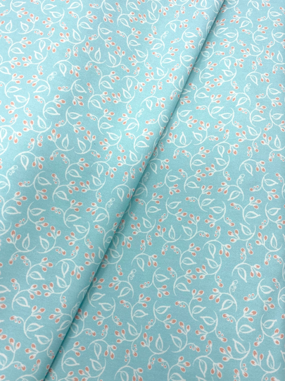 Floret Blue Poplin/Vintage 74/Jennifer Moore/Monaluna/100% Organic Cotton/By The Half Yard Or
