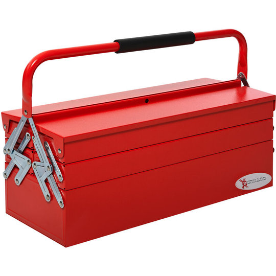 Metal Cantilever Toolbox 3 Tier 5 Tray Storage Organizer w/ Carry Handle - Red - Durhand