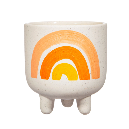 Rainbow Planter/Plant Pot On Legs. Orange Shades Rainbow