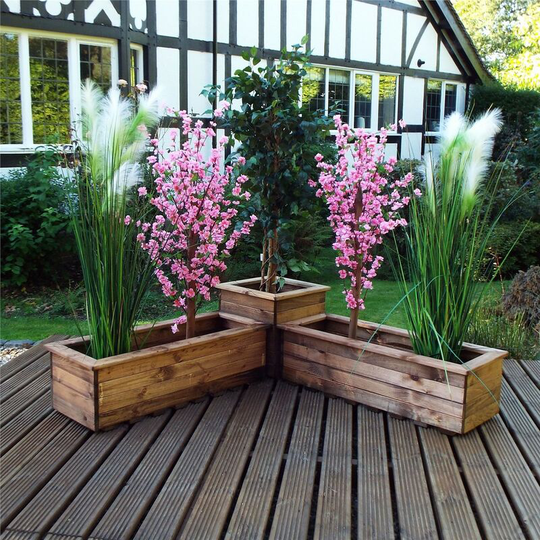 Charles Taylor Wooden Raised Corner Planter Flower Vegetable Bed Trough