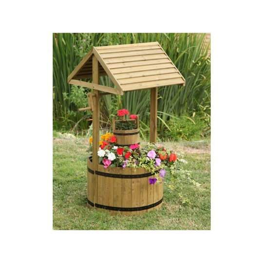 Smart Garden Wooden Wishing Well Flower Planter Garden Ornament