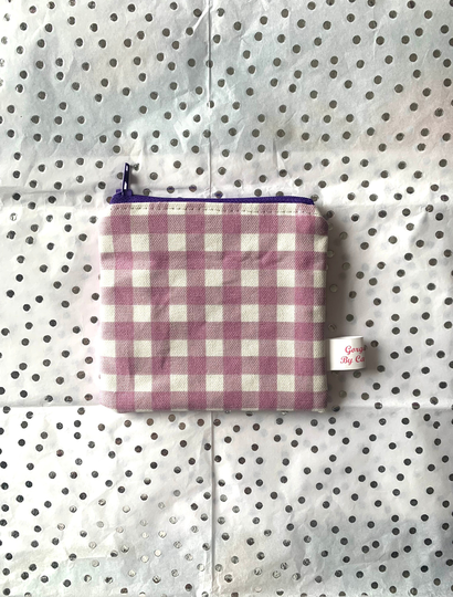 Gingham Coin Pouch With Zip, Pretty Change Purse For Girls, Purple Wallet, Small Medicines Purse, Lovely Gift Friend