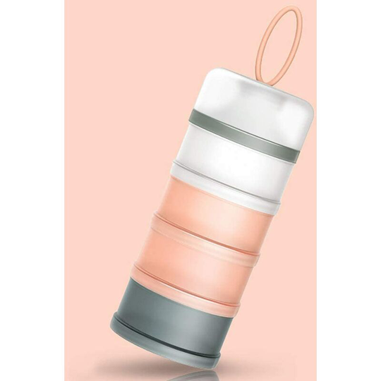 Portable Infant Baby Milk Powder Dispenser, Stackable Boxes, 4 Layers Container Cereal/Food/Fruit/Snacks Breastfeeding 480ml (Pink)