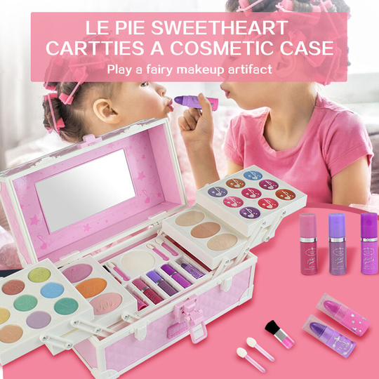 Cosmetic Set for Girls Makeup Palette Eye Shadow Nail Polish Lip Balm Water Powder Makeup Box for Kids