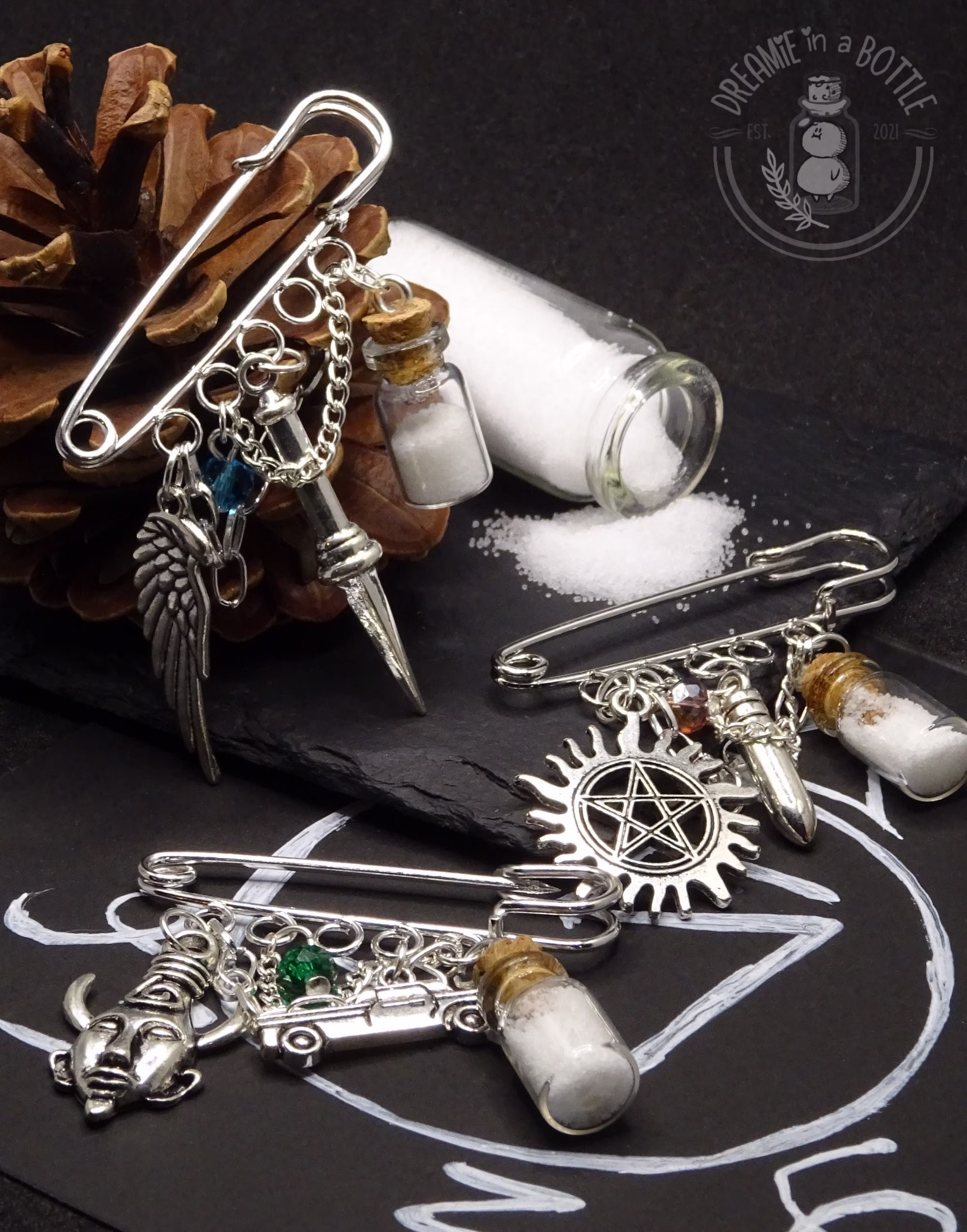 Supernatural Inspired Salt N' Charm Pins