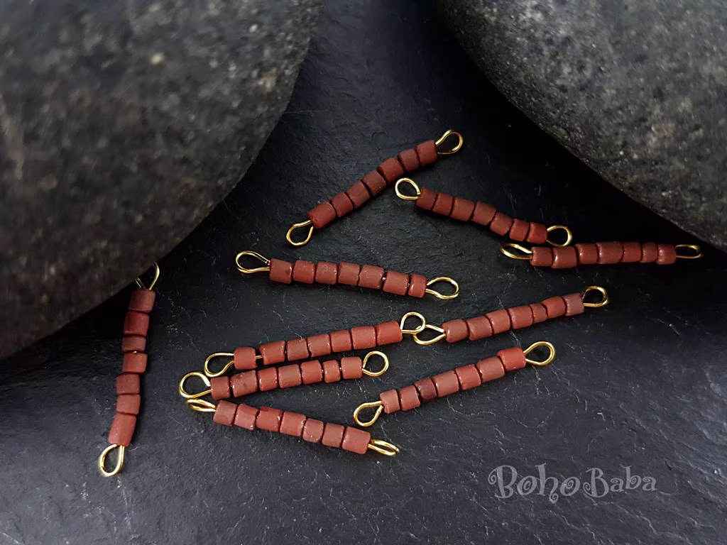 3Pc Brown Seed Beaded Bar, Mini Heishi Beads, Bar Necklace, Gemstone Jewelry Making Supplies, Dainty