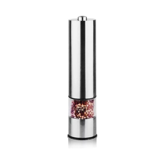 Electric Pepper Mill 2 pcs Set Electric Salt and Pepper Grinders Salt Shaker with led Light Ceramic Grinder, Adjustable, Stainless Steel(Silver D1)