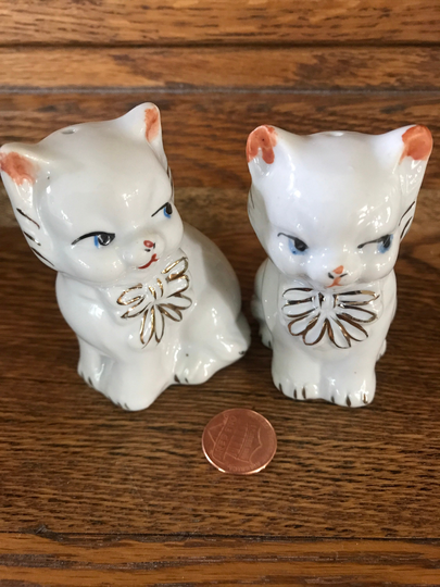 Vintage Cat Set Salt Pepper Shakers Blue Eyes Tableware Lovers
