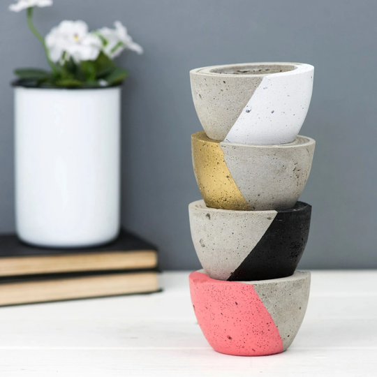Diagonal Colour Concrete Planter - Plant Pot- Cactus Wedding Favour Small Pot Gift For Her Gardener