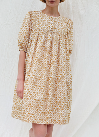 Puff Sleeve Floral Printed Organic Cotton Mini Dress Millie