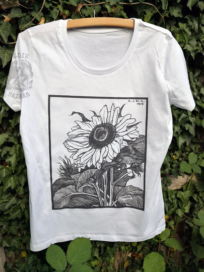 Sunflower | 1919 - Organic Ladies Fitted T-Shirt, Vintage Style Botany T-Shirt, Art T-Shirt