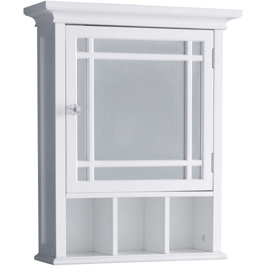 Bathroom Neal Wooden Medicine Cabinet Mirrored Door White 7442 - White - Teamson Home