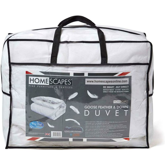 Goose Feather and Down All Seasons Double Size Duvet - White - Homescapes