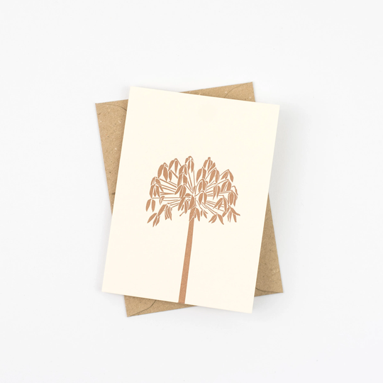 Agapanthus Seed Head - Card Metallic Bronze Heads Letterpress Cards Thank You Note Letterpress