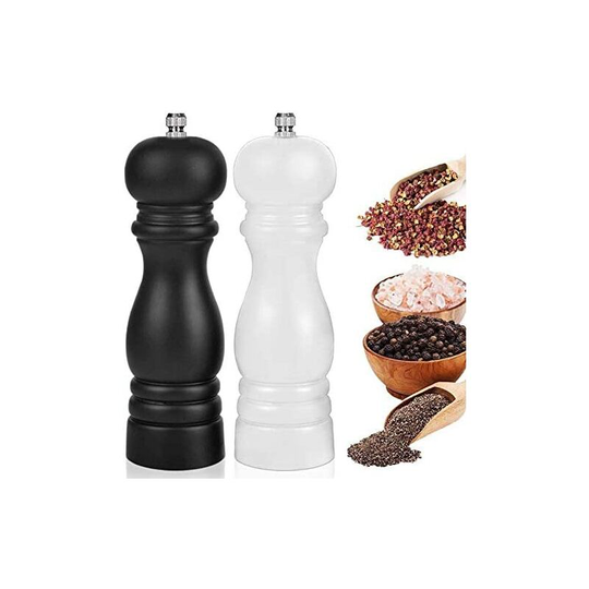 Salt and Pepper Mill, Set of 2 Wooden Salt and Pepper Grinder, Manual Salt and Pepper Mill with Adju
