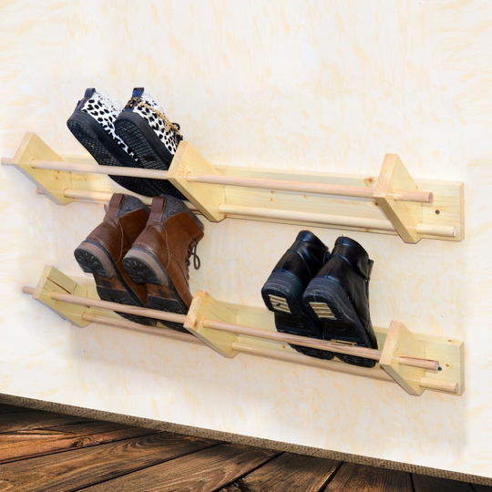 Wall Mounted Wooden Shoe Rack Floating Shoe Organizer