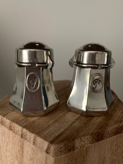 Vintage French Salt & Pepper Shakers-Etains Du Manor in Original Box