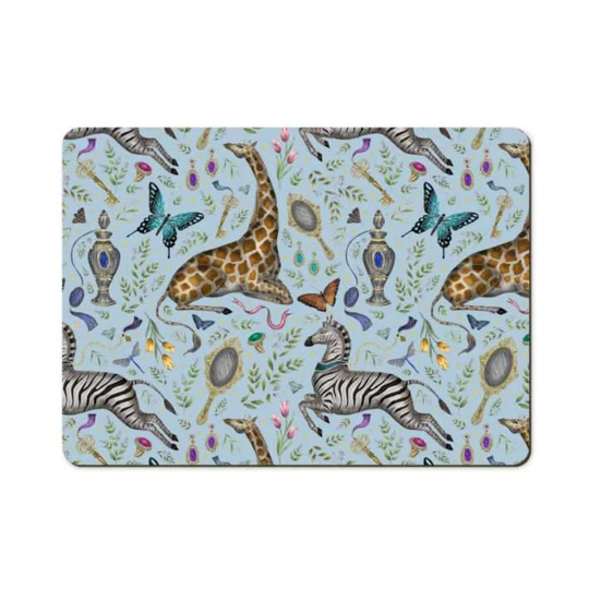 Dressing Table Pattern in Powder Blue Wooden Placemats - Handmade To Order London