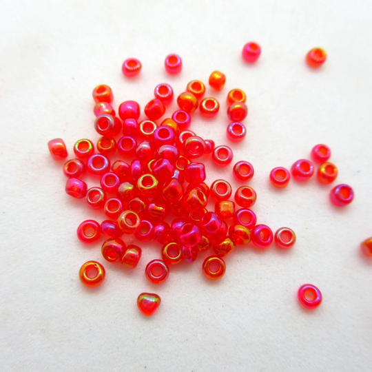 Red Ab Round 10/0 Seed Rocailles, 2mm Beads, 20 Grams