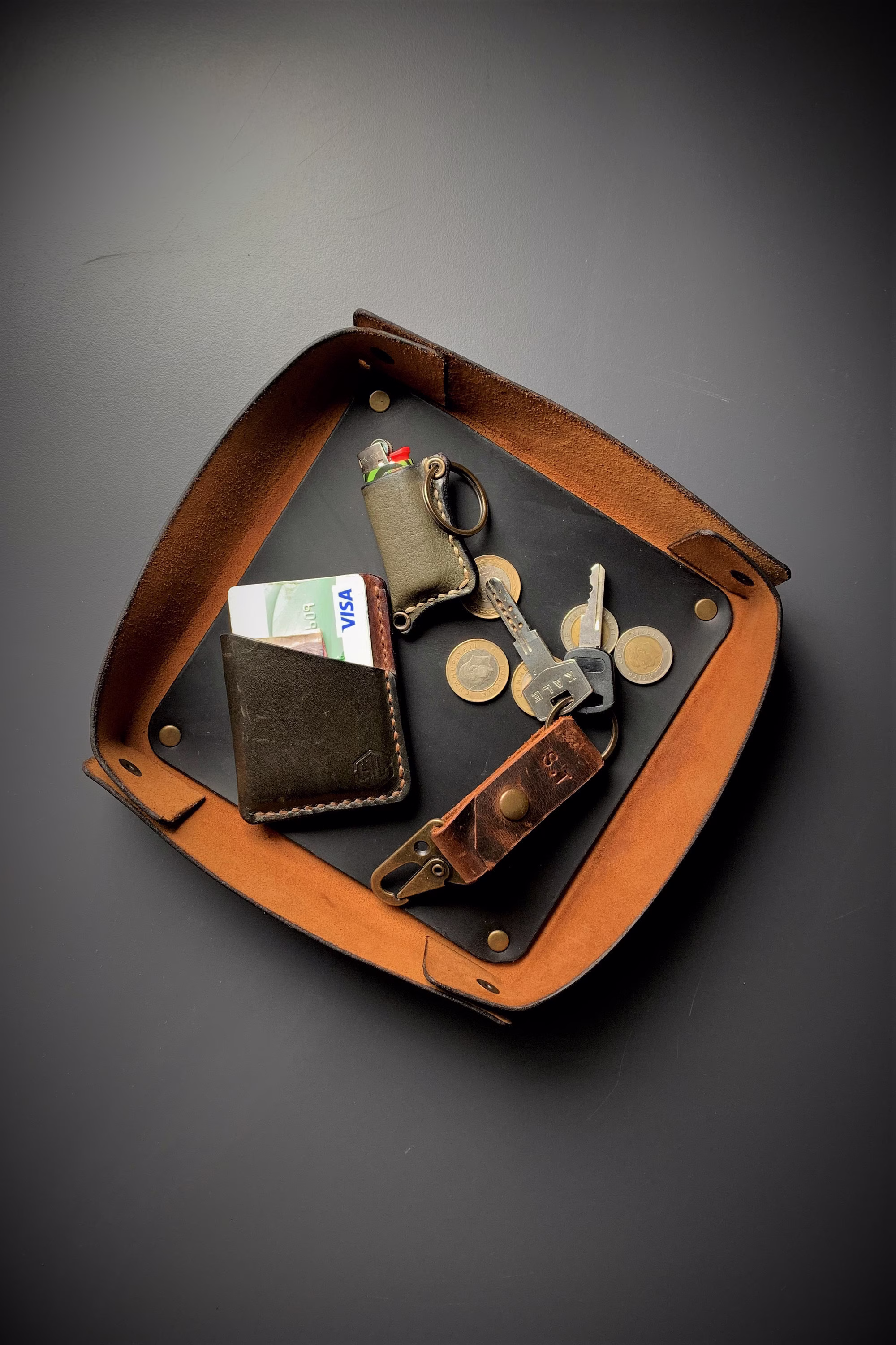 Personalized Leather Desk Organizer, Valet Tray, Office Gift, Home Decor