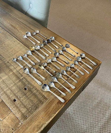 33 X Small Vintage Sterling Silver Spoons. Hallmarked Cruet Mustard Spoons. Tiny Salts Great Re-Sale Opportunity
